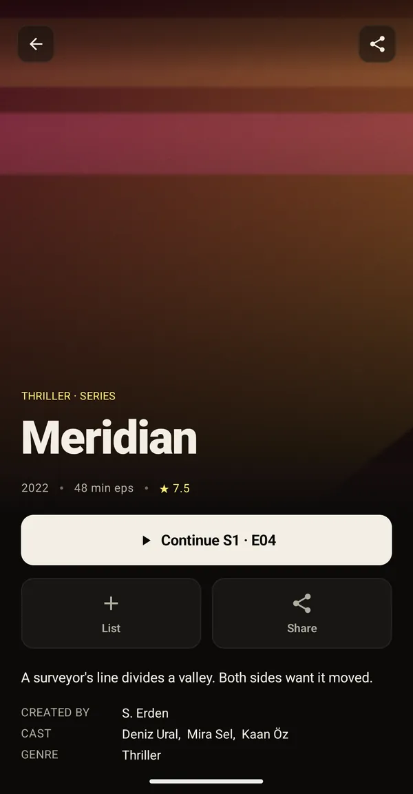 Telefonda film detay ekranı
